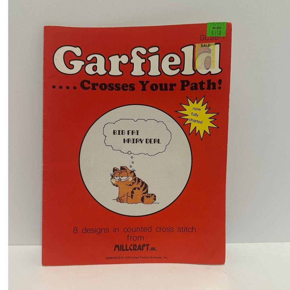 Vintage Garfield Cross stitch Book 8 Designs Millcraft Inc